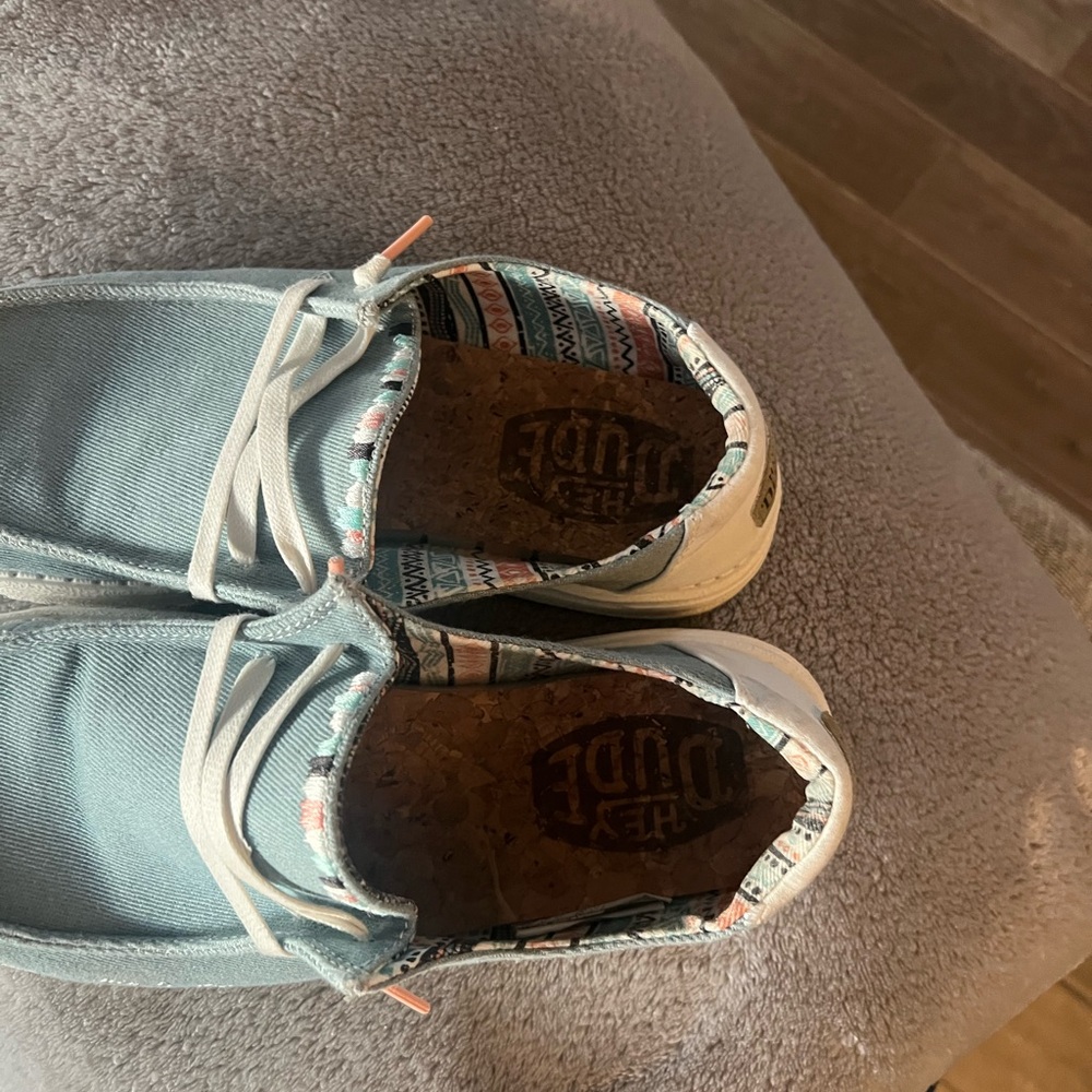 Hey Dude Blue and Cream Slip-On Loafers women’s size 8 - Picture 3 of 11